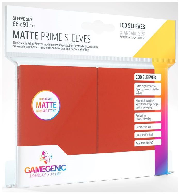 Gamegenic : Matte Prime Card Sleeves - Red (66mm x 91mm) (100 Sleeves Per Pack)