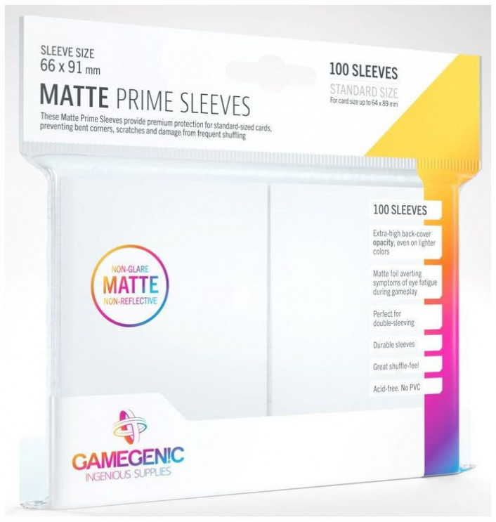 Gamegenic : Matte Prime Card Sleeves - White (66mm x 91mm) (100 Sleeves Per Pack)