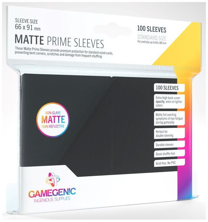 Gamegenic : Matte Prime Card Sleeves - Black (66mm x 91mm) (100 Sleeves Per Pack)