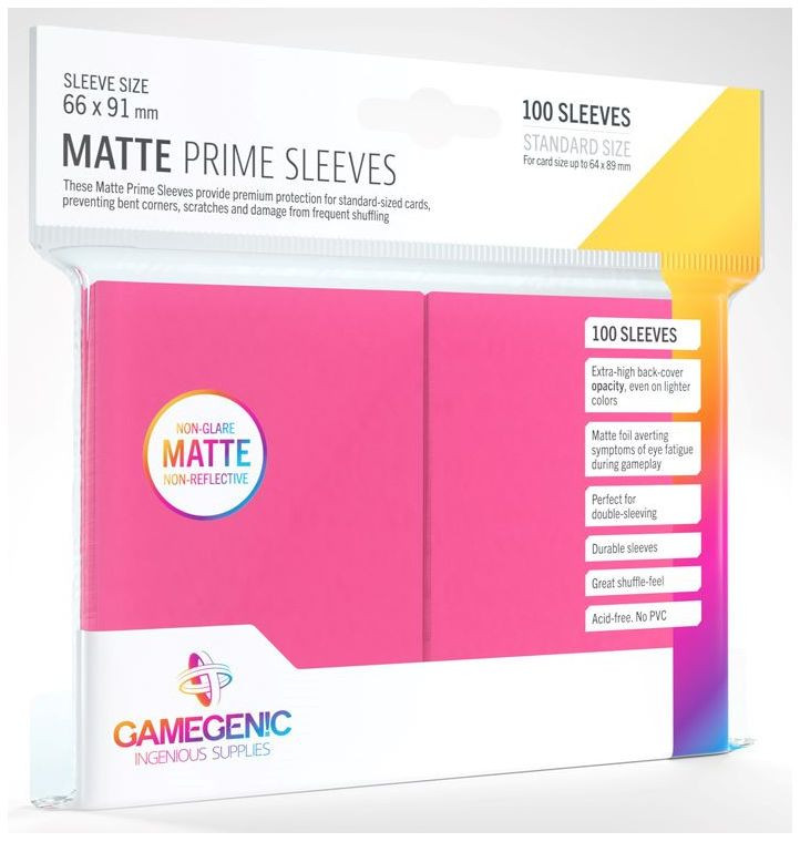 Gamegenic : Matte Prime Card Sleeves - Pink (66mm x 91mm) (100 Sleeves Per Pack)