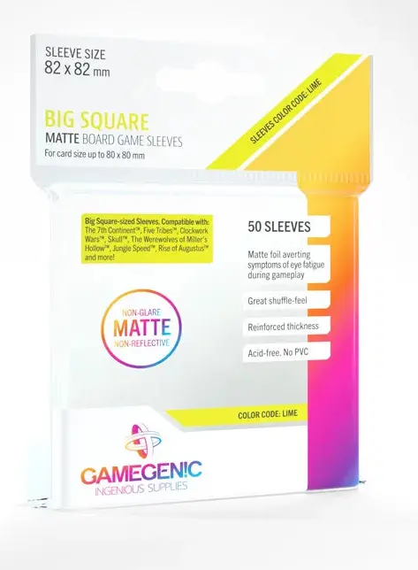 Gamegenic : Matte Board Game Sleeves - Big Square-Sized Sleeves (82mm x 82mm) (50 Sleeves Per Pack)