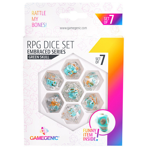 Gamegenic : Embraced Series - Green Skull - RPG Dice Set (7pcs)