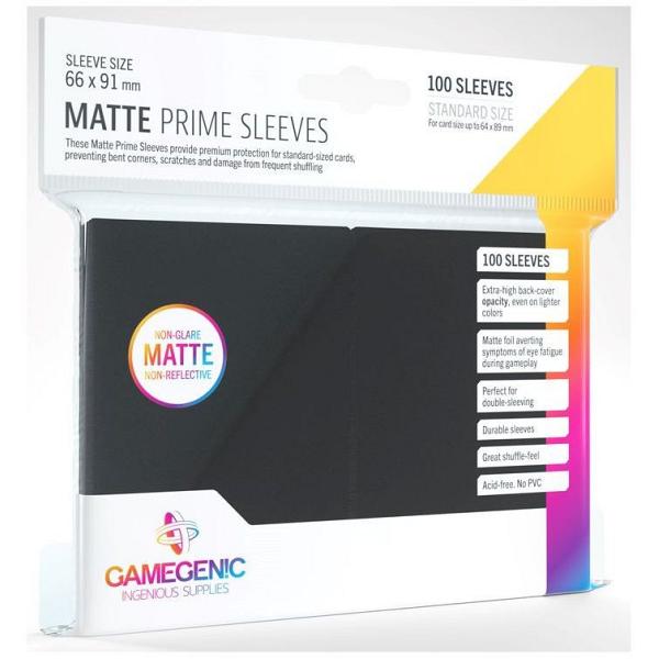 Gamegenic : Matte Prime Card Sleeves - Black (66mm x 91mm) (100 Sleeves Per Pack)