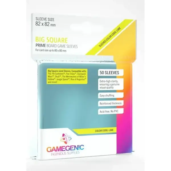 Gamegenic : Prime Board Game Sleeves - Big Square-Sized Sleeves (82mm x 82mm) (50 Sleeves Per Pack)