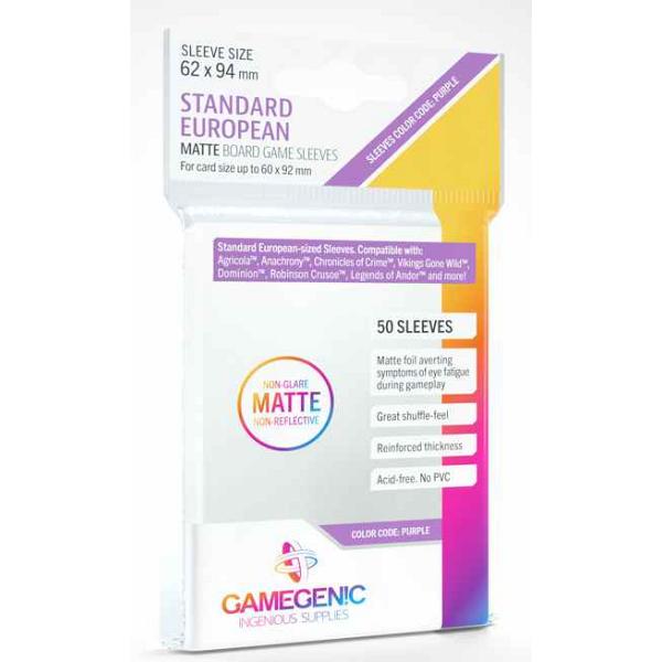 Gamegenic : Matte Board Game Sleeves - Size Code PURPLE - Standard European (62 x 94 mm) (50 Sleeves Per Pack)