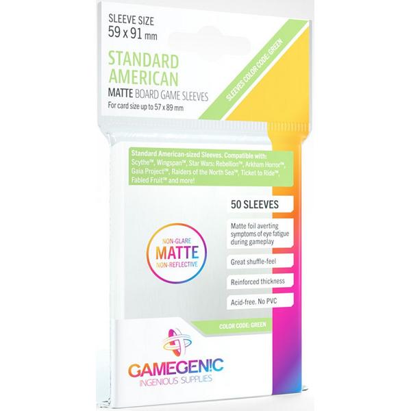 Gamegenic : Matte Board Game Sleeves - Standard American Sized (59mm x 91mm) (50 Sleeves Per Pack)