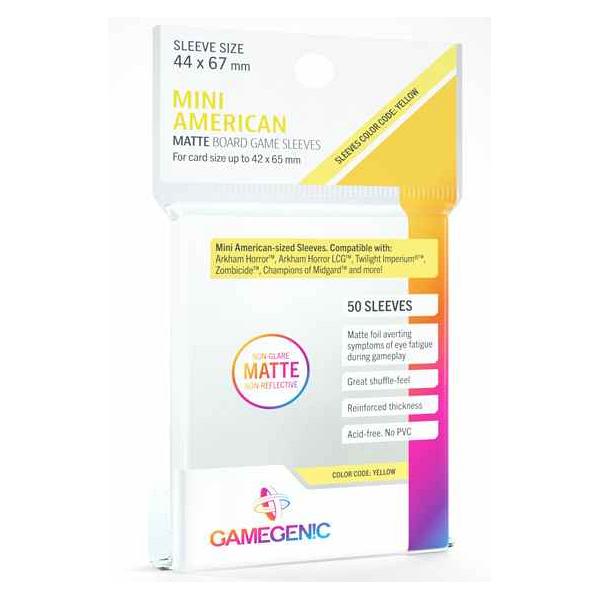 Gamegenic : Matte Board Game Sleeves - Size Code YELLOW - Mini American Sized (44mm x 67mm) (50 Sleeves Per Pack)