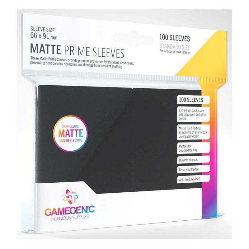 Gamegenic : Matte Prime Card Sleeves - Black (66mm x 91mm) (100 Sleeves Per Pack)