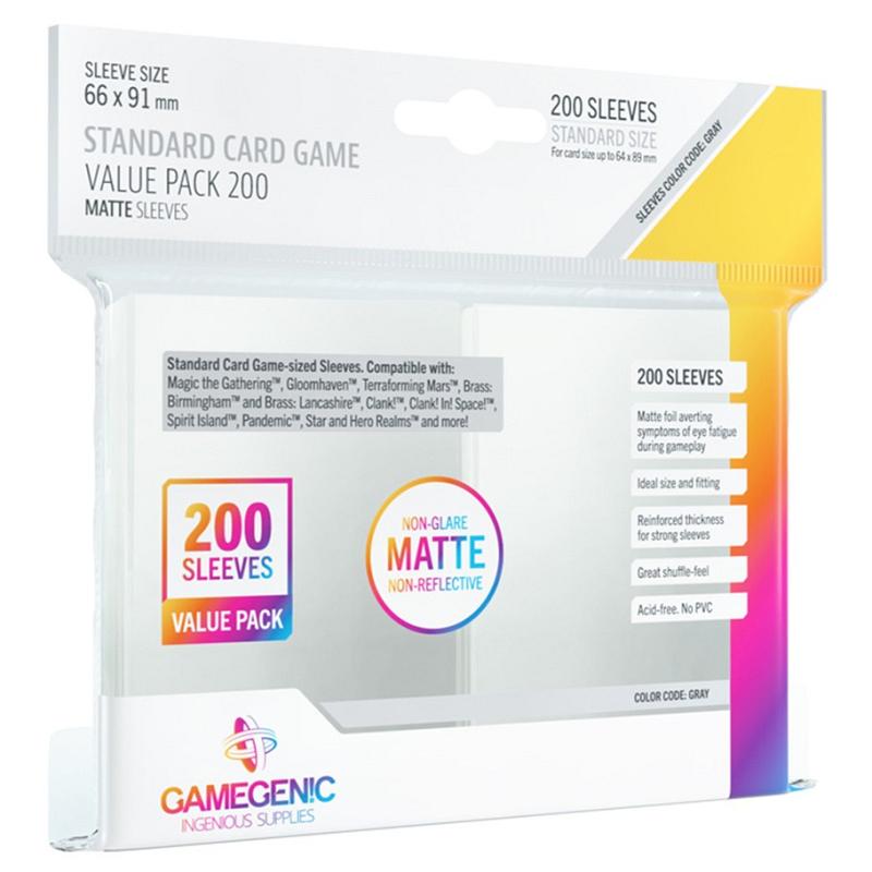 Gamegenic : Matte Board Game Sleeves - Standard Size (66mm x 91mm) (200 Sleeves Per Pack)