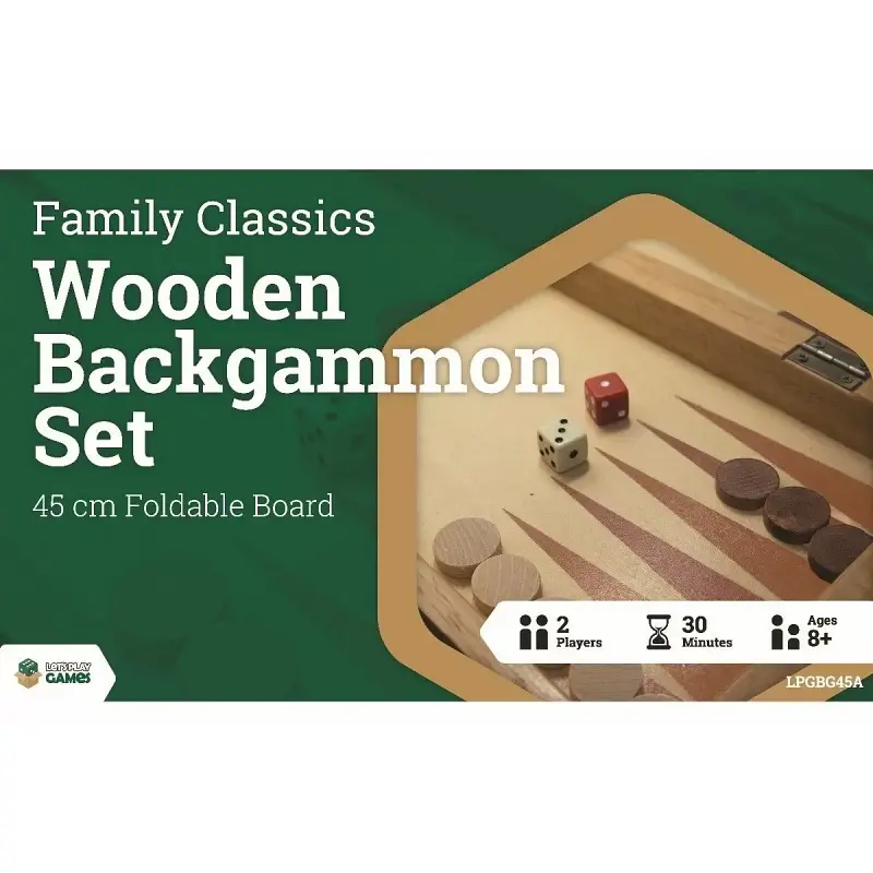 Backgammon : Wooden Folding Case 45cm